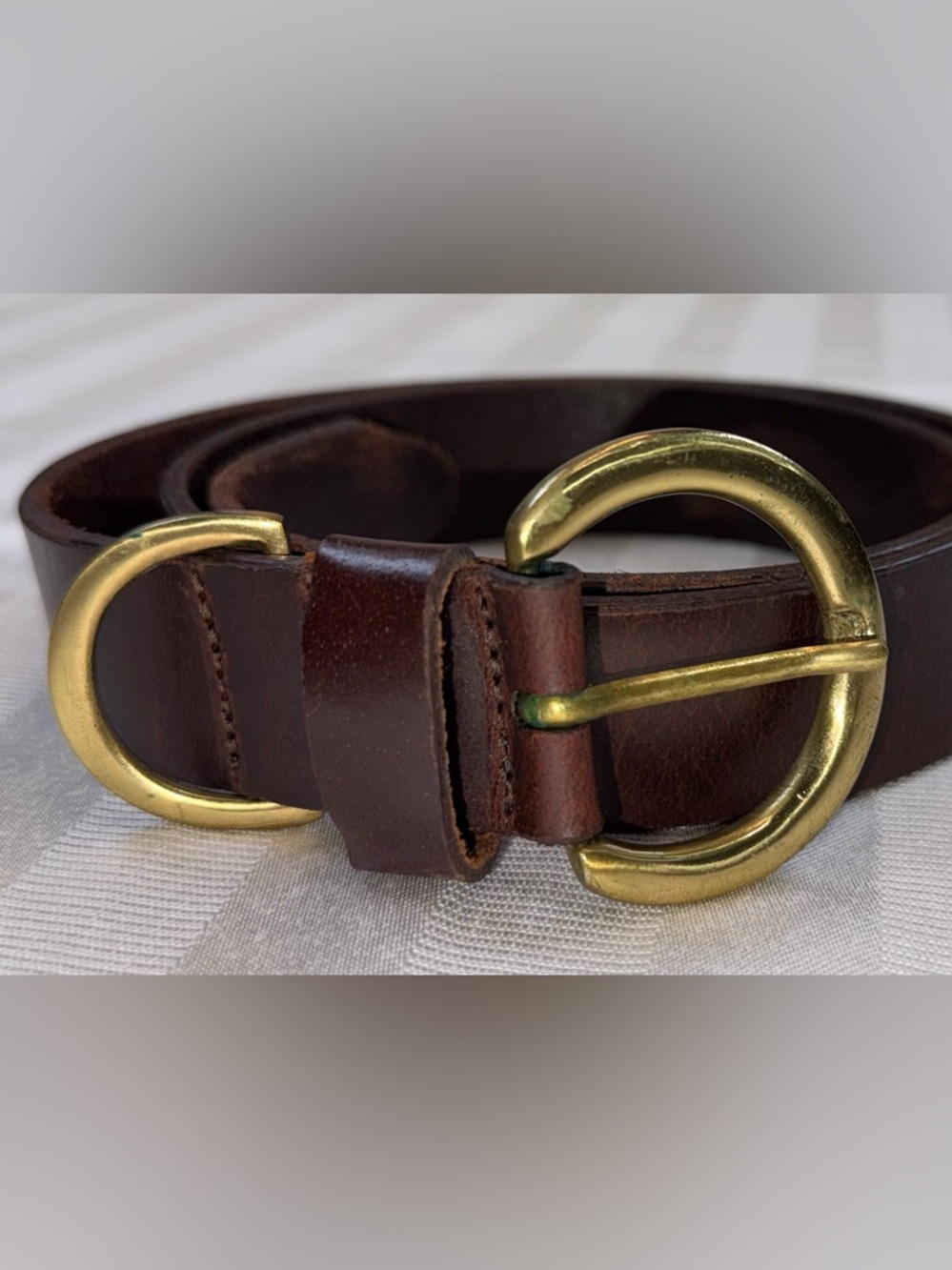 AMIEE LYNN Genuine Leather Belt Brown Brass Buckle Women’s Large Made In India - Picture 6 of 12